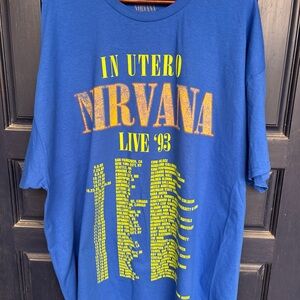 'NIRVANA in Utero' 80's metal 3XL Short Sleeve Crewneck blue T-shirt 100% cotton